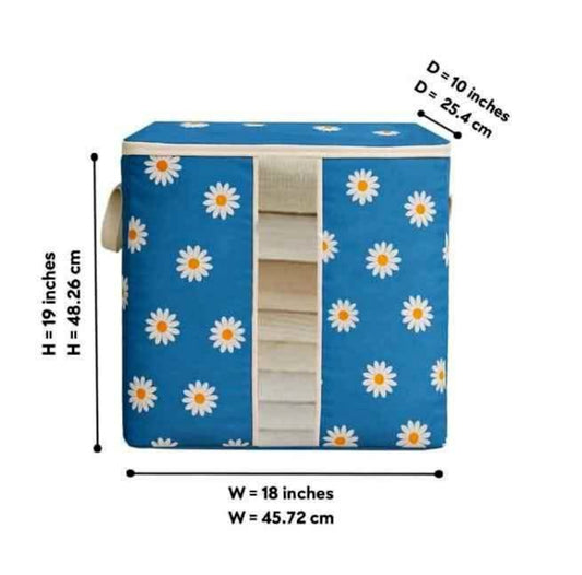 120 GSM Non Woven Storage Bag In Floral Print (Blue) eclassstore.pk
