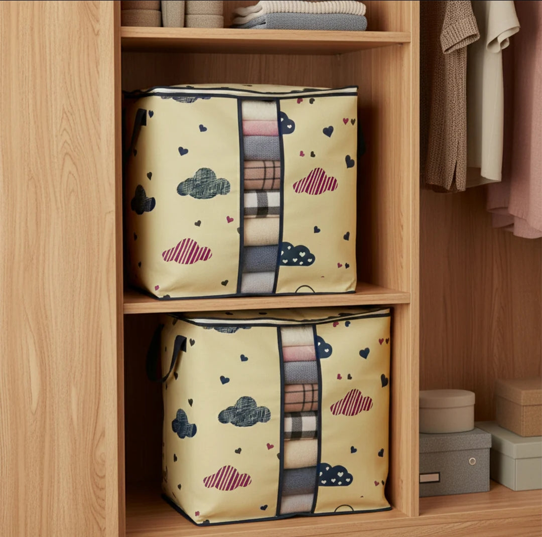 120 GSM Non Woven Storage Bag In Cute & Elegant Clouds Print eclassstore.pk