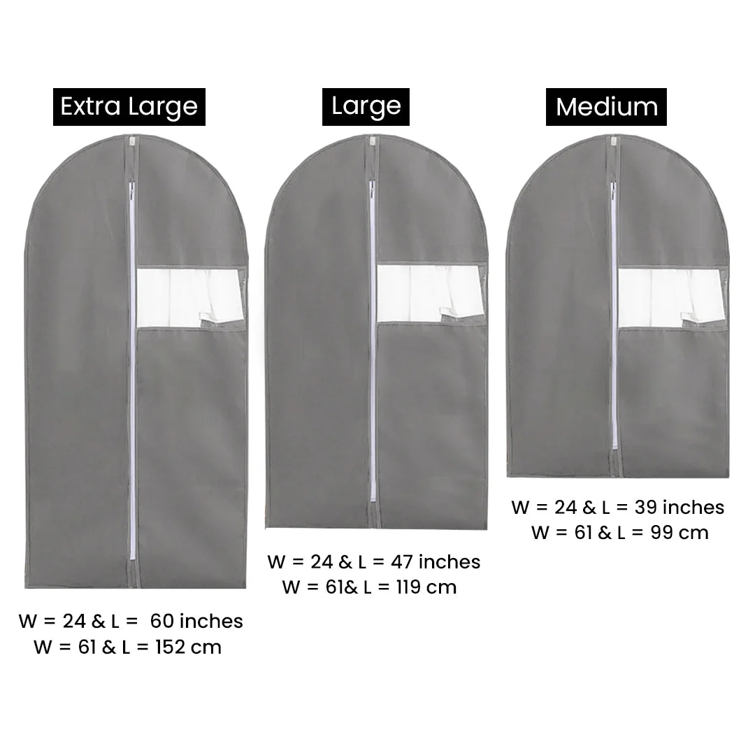 Dust Proof Non-woven Zipper Clothes Cover Bags (Grey) eclassstore.pk