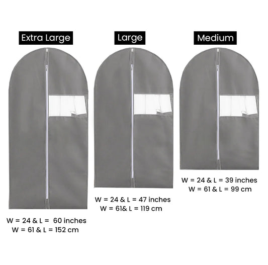 Dust Proof Non-woven Zipper Clothes Cover Bags (Grey) eclassstore.pk