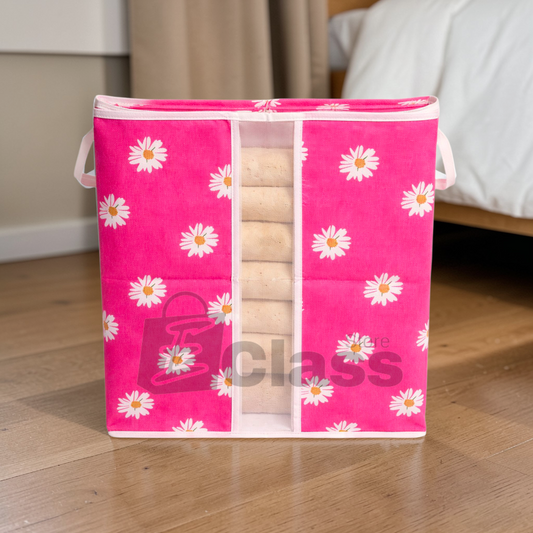120 GSM Non Woven Storage Bag In Floral Print (Pink) eclassstore.pk