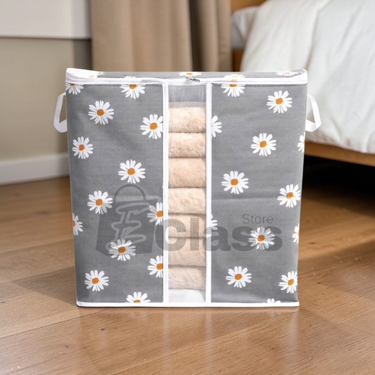120 GSM Non Woven Storage Bag In Floral Print (Gray eclassstore.pk