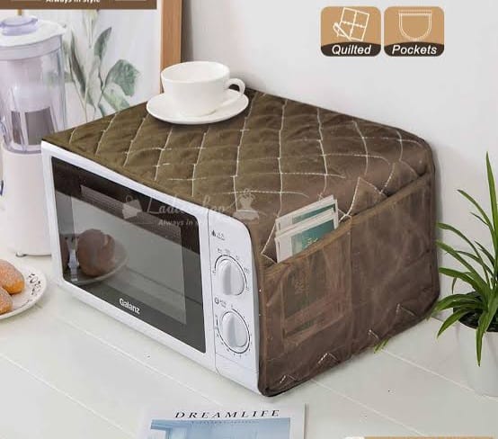Microfiber Quilted Dust-Proof Microwave Oven Cover With Side Pockets eclassstore.pk